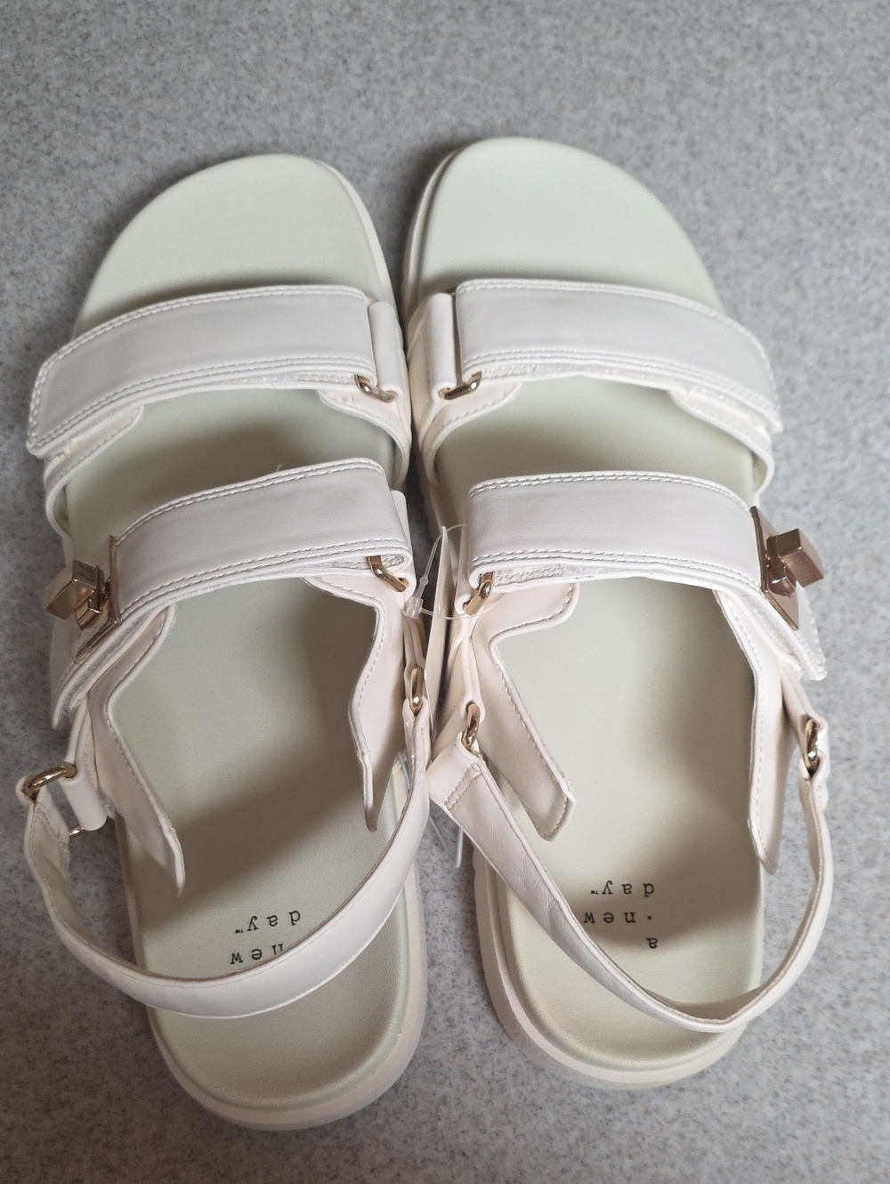 a new day Cream Adjustable Strappy Sandals with Gold Accents
